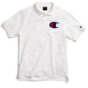 Champion Men's Chenille C Polo Big Logo White